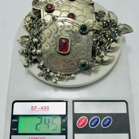 Multi Layered Silver Kuchi Antique Necklace, Unique Silver Big Pendants Necklace - Picture 4 of 11